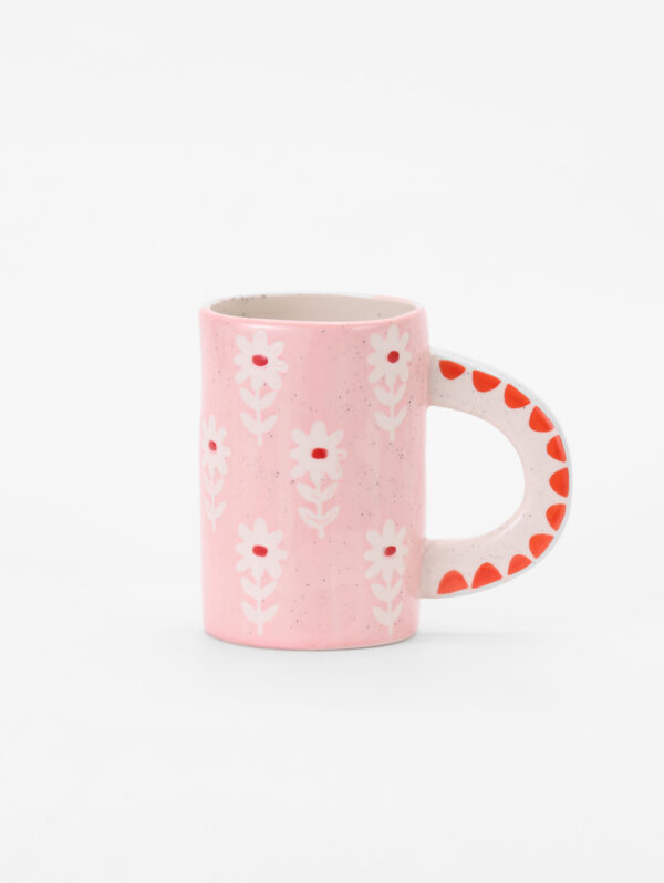 Hand-painted Ceramic Mug, Pink Flower