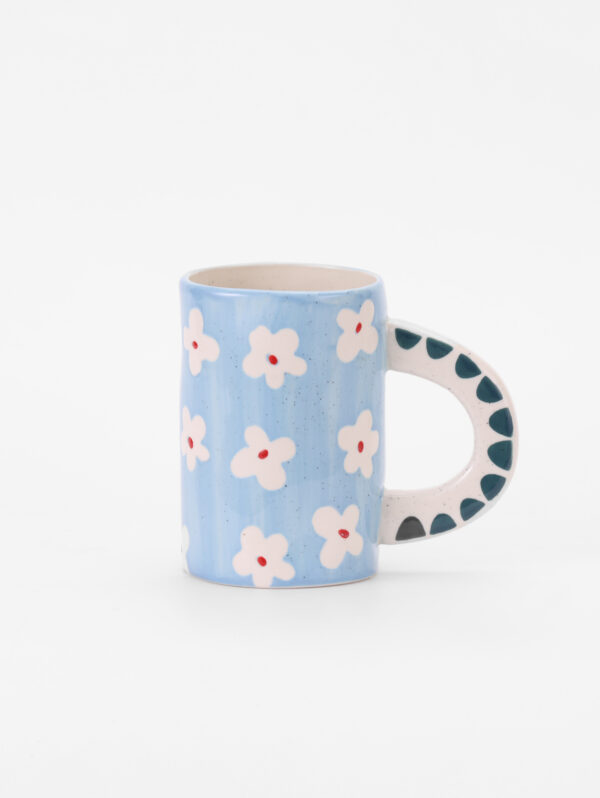 Hand-painted Ceramic Mug, Blue Flower