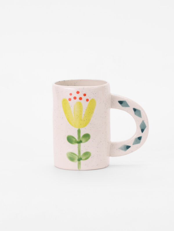 Hand-painted Ceramic Mug, Complete Yellow Flower