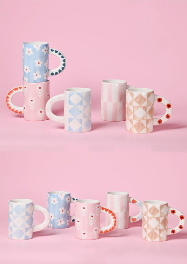 Hand-painted Ceramic Mug, Pink Strip - Image 2