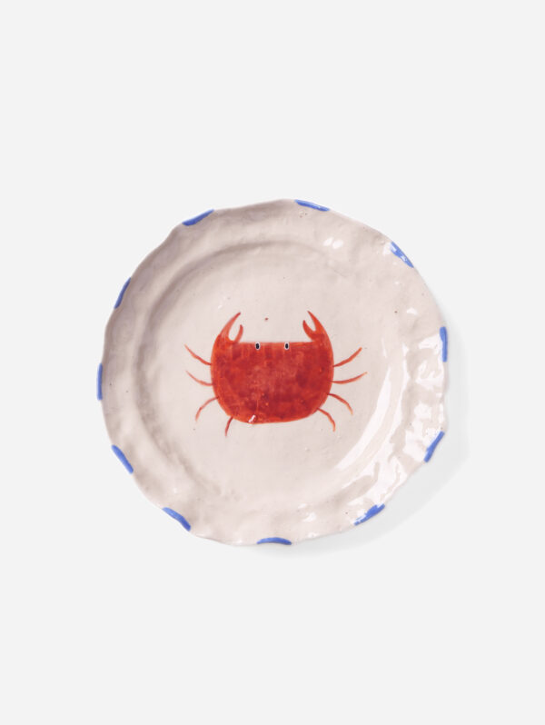 Hand-painted Plate - Crab - 8.8"