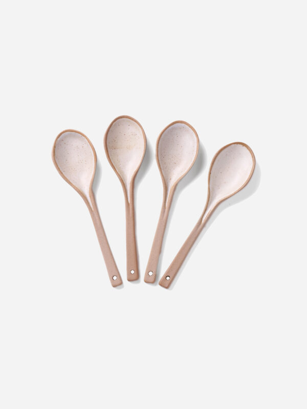 Handcrafted Ceramic Spoon Set of 4- Natural Sand