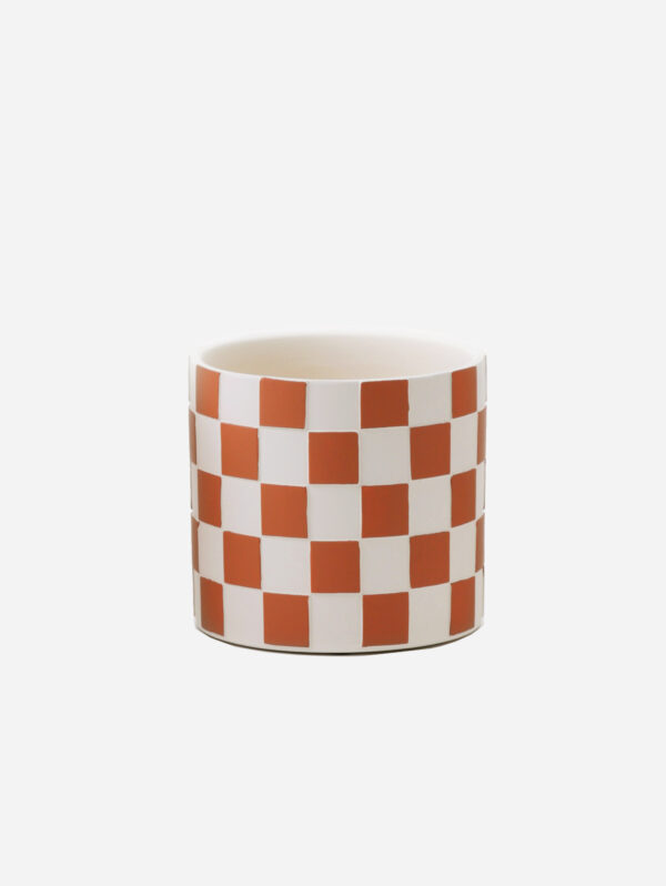 Checkerboard Ceramic Planter - Orange