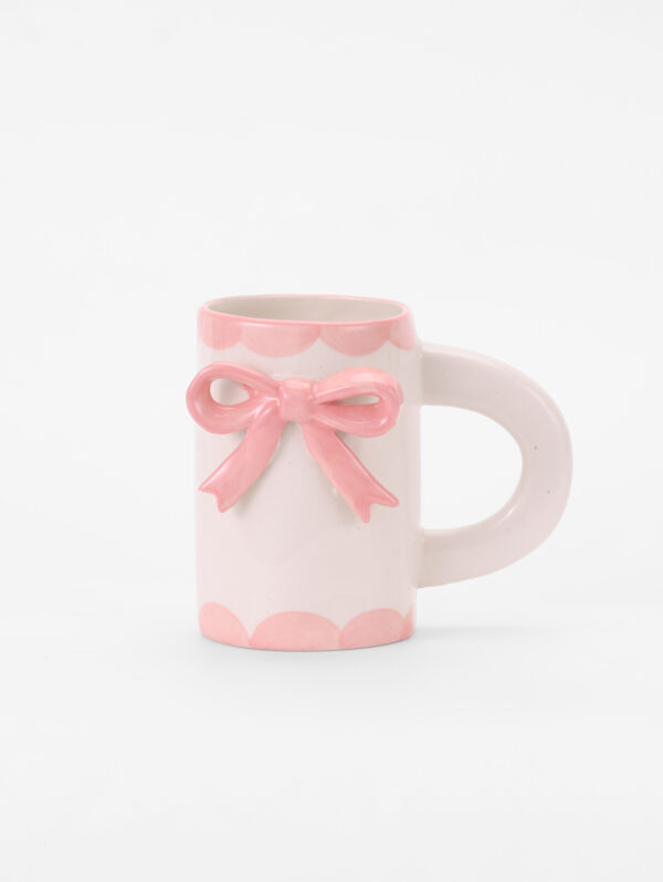 Hand-painted Ceramic Mug, Pink Ribbon Base