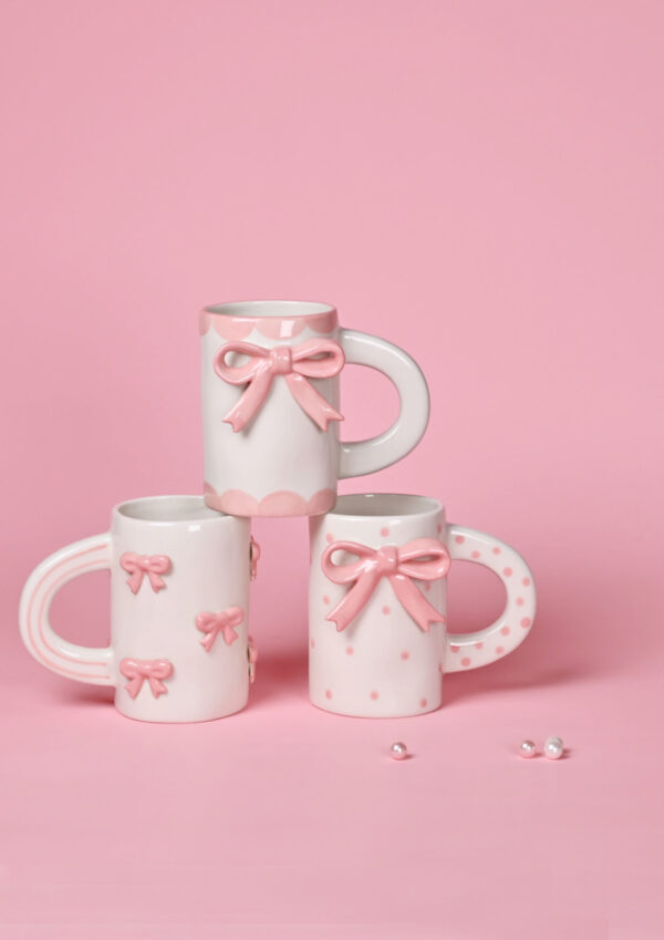 Hand-painted Ceramic Mug, Pink Ribbons - Image 2